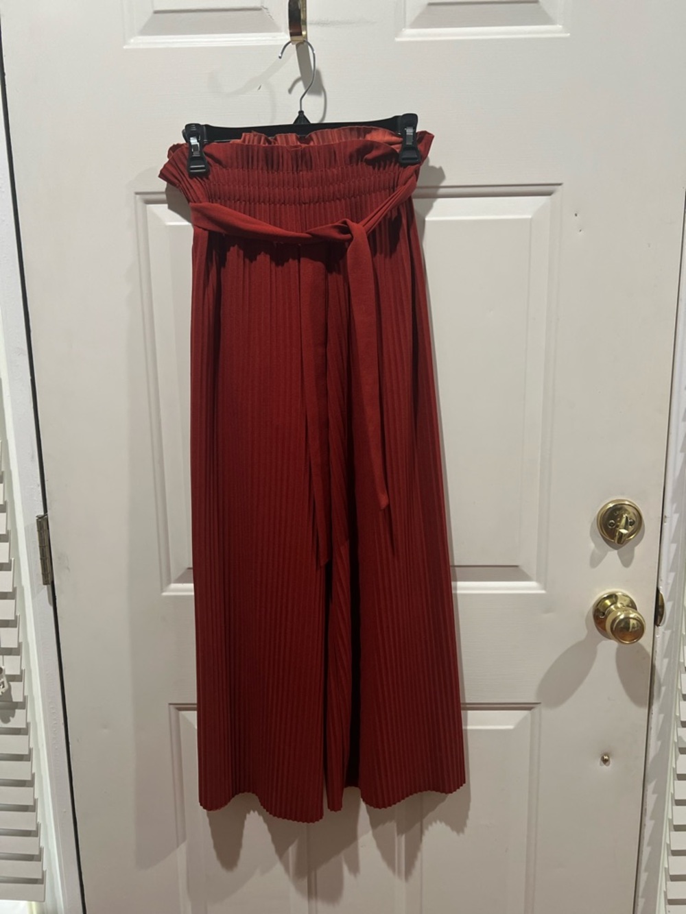 Hot Kiss Rust Orange Pleated Wide-Leg Pants